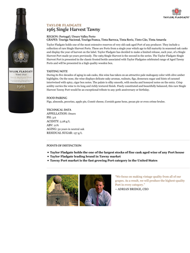 1965 Single Harvest Tawny Fact Sheet