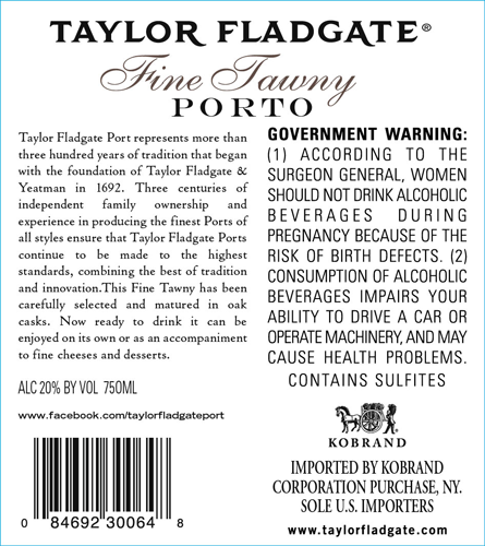 Fine Tawny Back Label