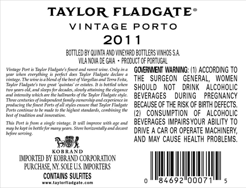 Classic Vintage Porto 2011 Back Label