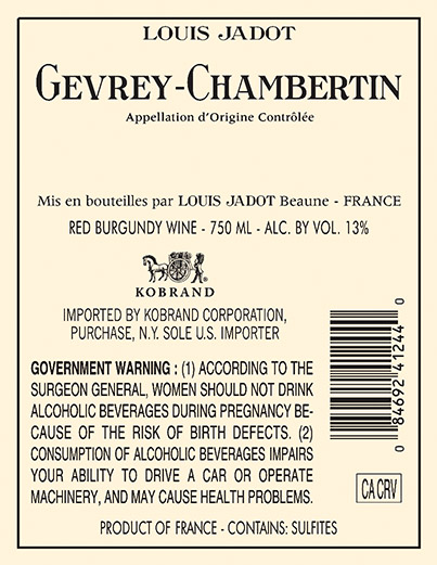 Core: Gevrey-Chambertin Back Label