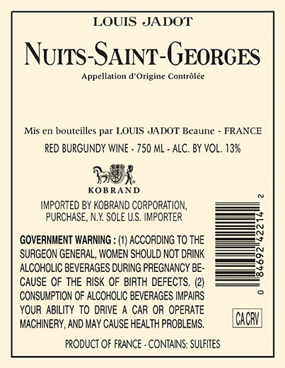 Core: Nuits-Saint-Georges Back Label