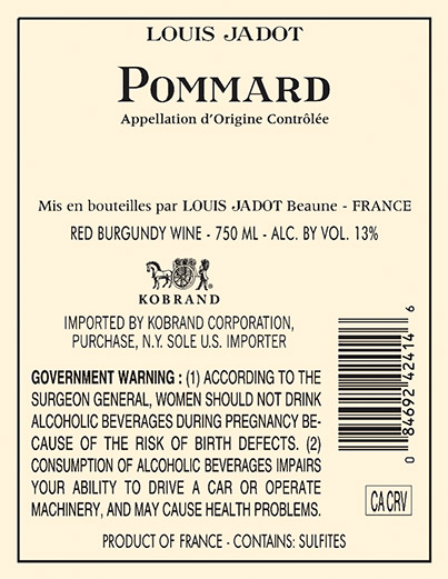 Core: Pommard Back Label