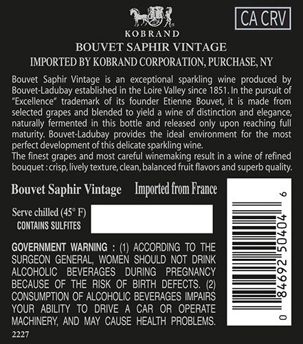 Saphir Back Label