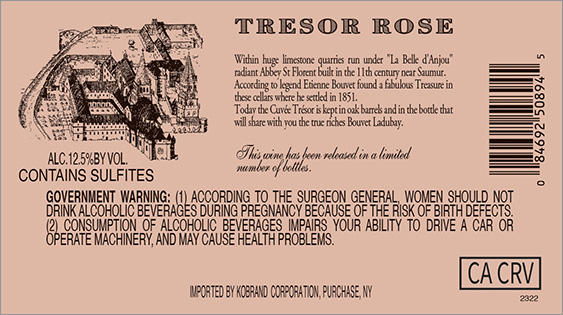 Tresor Rosé Back Label