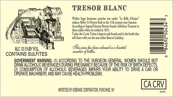 Trésor Blanc Back Label