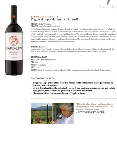 Poggio al Lupo Maremma IGT 2018 Fact Sheet