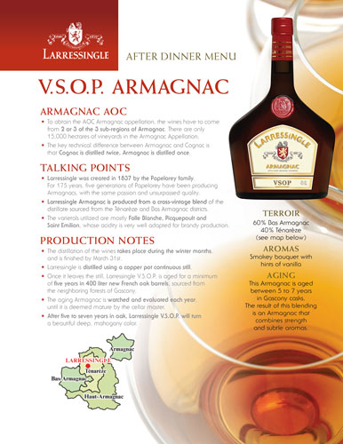 VSOP Armagnac After Dinner Sell Sheet