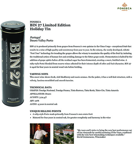 BIN 27 Limited Edition Holiday Tin Fact Sheet