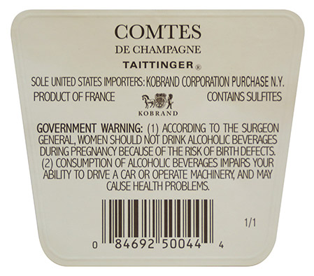 Comtes de Champagne Grands Crus Blanc de Blancs Back Label
