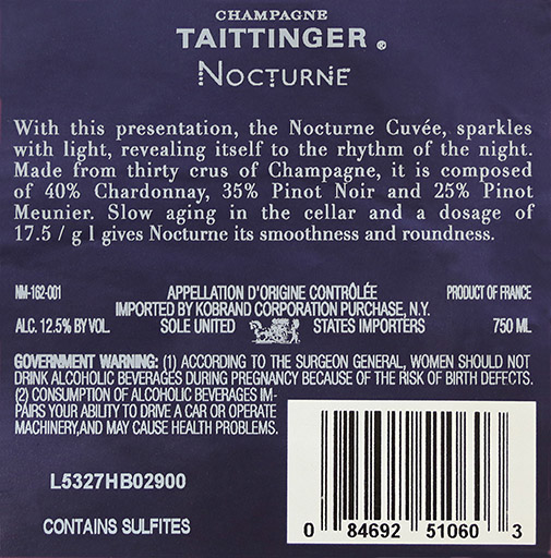 Nocturne Back Label