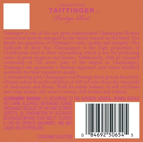 Prestige Rosé Back Label