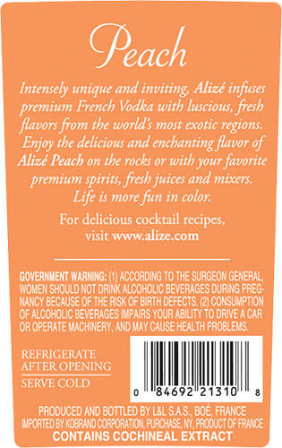 Peach Passion Back Label