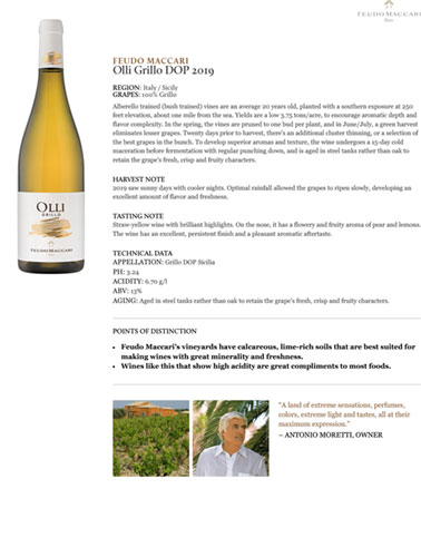 Olli Grillo DOP 2019 Fact Sheet