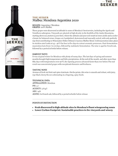 Malbec (Argentina) 2020 Fact Sheet