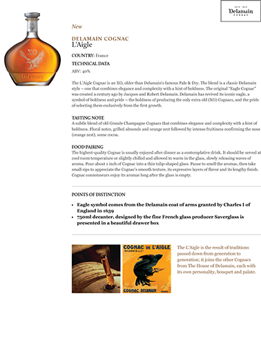 Delamain Cognac L’Aigle Fact Sheet