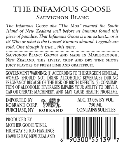 Sauvignon Blanc Back Label