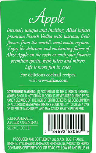 Alizé Apple Back Label