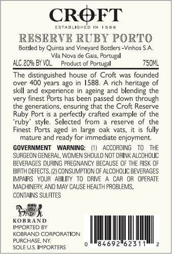 Reserve Ruby Porto Back Label