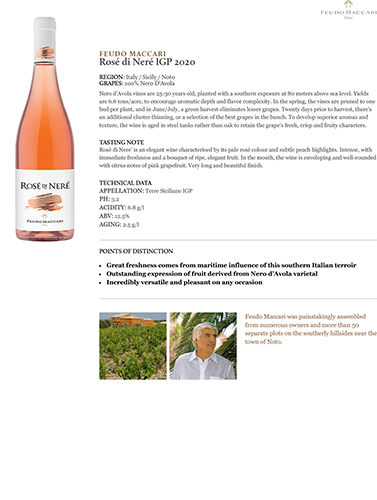 Rosé di Neré IGP 2020 Fact Sheet