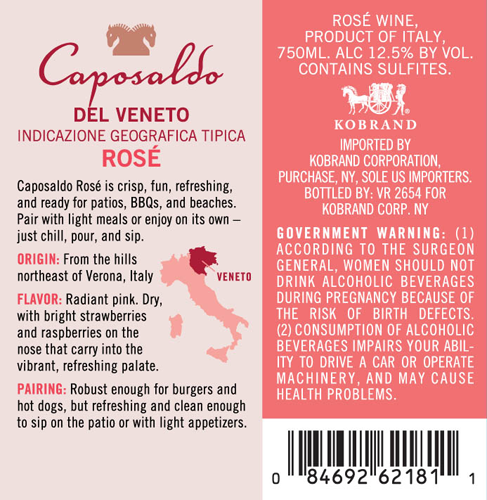 Caposaldo Rosé Back Label