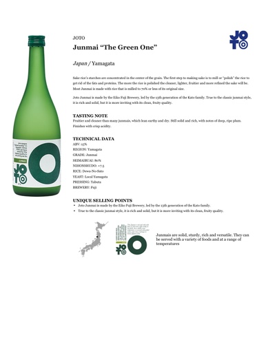 Junmai “The Green One” Fact Sheet