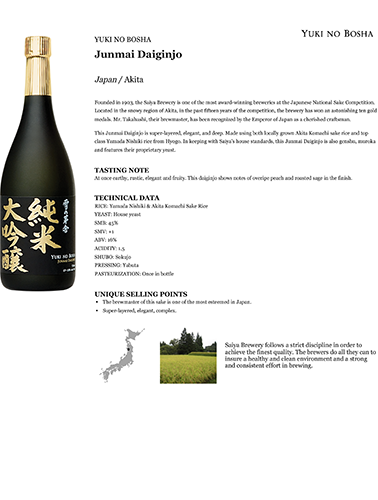 Junmai Daiginjo Fact Sheet