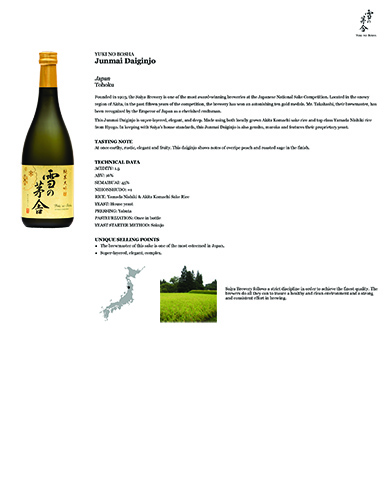 Junmai Daiginjo Fact Sheet