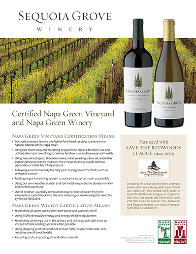 Sequoia Grove Sustainability / Green Sell Sheet