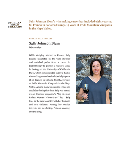 Sally Johnson Blum, Winemaker