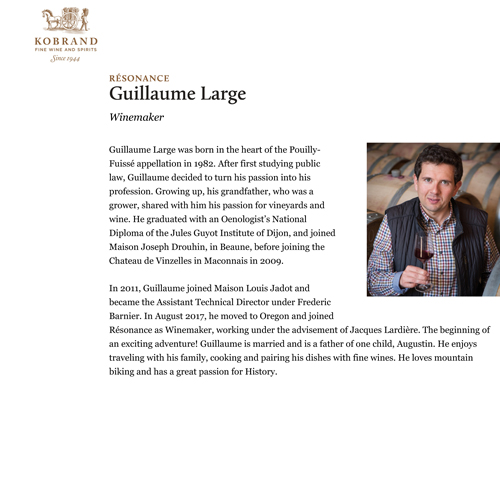 Guillaume Large Winemaker Biography
