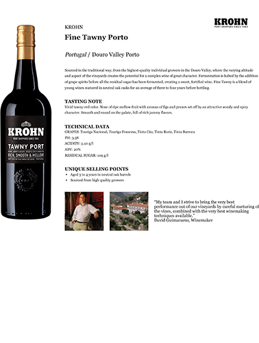 Fine Tawny Porto Fact Sheet