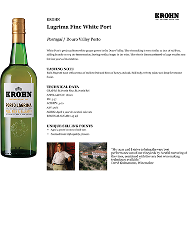 Lagrima Fine White Port Fact Sheet