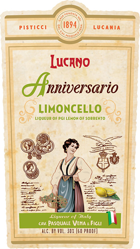 Anniversario Limoncello Front Label