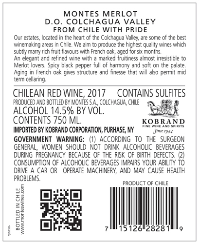 Classic Merlot 2017 Back Label