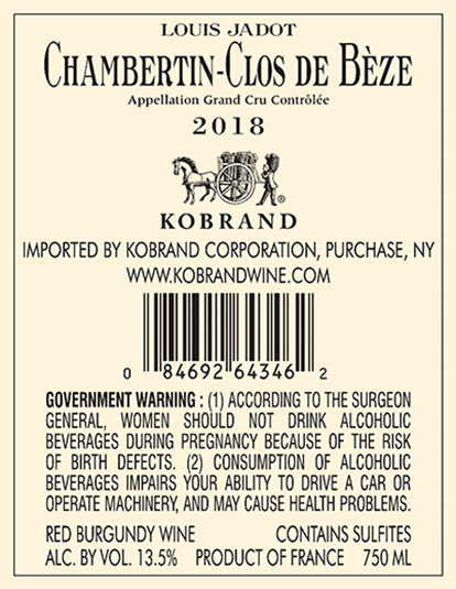 Chambertin-Clos-de-Bèze Grand Cru 2018 Back Label
