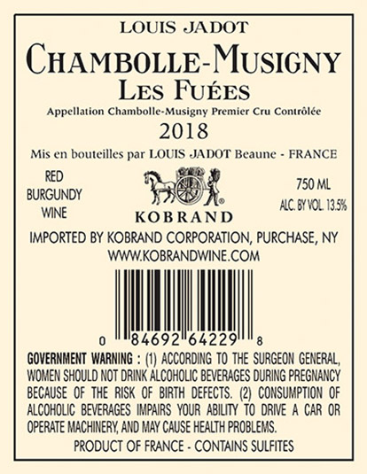 Chambolle-Musigny Les Fuées Premier Cru 2018 Back Label