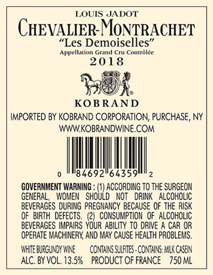 Chevalier-Montrachet Les Demoiselles Grand Cru 2018 Back Label