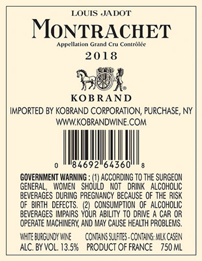 Montrachet Grand Cru 2018 Back Label