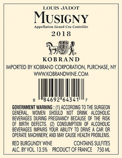 Le Musigny Grand Cru 2018 Back Label