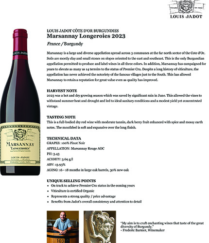 Marsannay Longeroies 2023 Fact Sheet