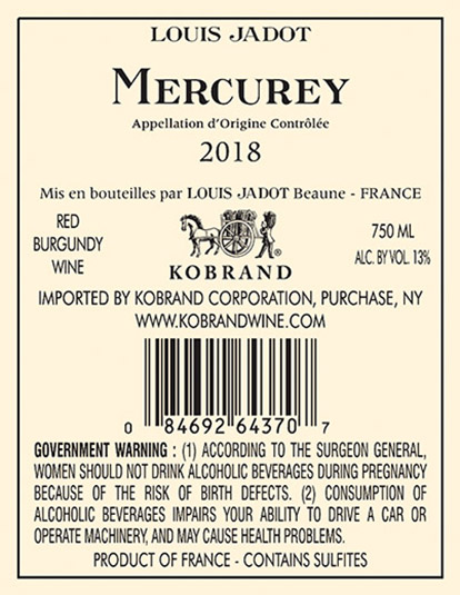 Mercurey 2018 Back Label
