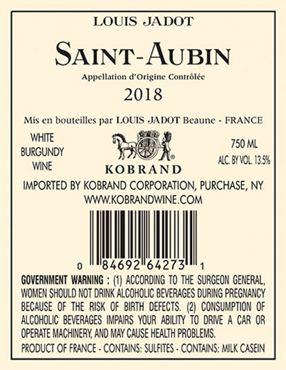Saint-Aubin 2018 Back Label