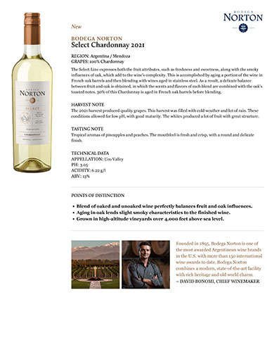 Select Chardonnay 2021 Fact Sheet