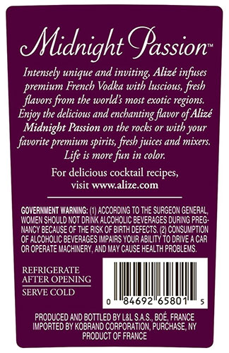 Midnight Passion Back Label (750 ml)