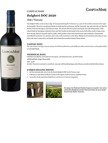 Bolgheri DOC 2020 Fact Sheet