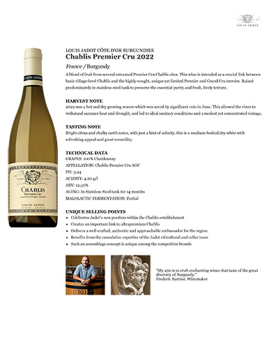 Core: Chablis Premier Cru 2022 Fact Sheet