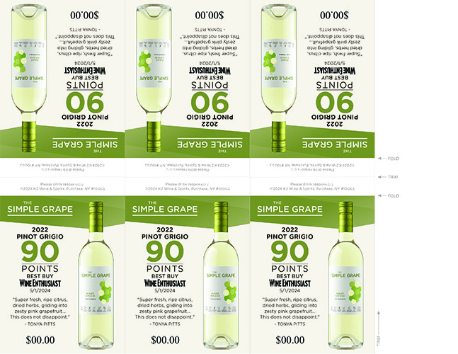 Pinot Grigio 2022 Shelf Talker – 90 Points (Editable PDF)