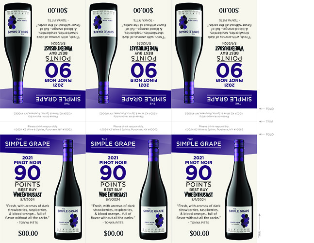 Pinot Noir 2021 Shelf Talker – 90 Points (Editable PDF)