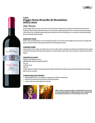 Poggio Doria Brunello di Montalcino DOCG 2019 Fact Sheet