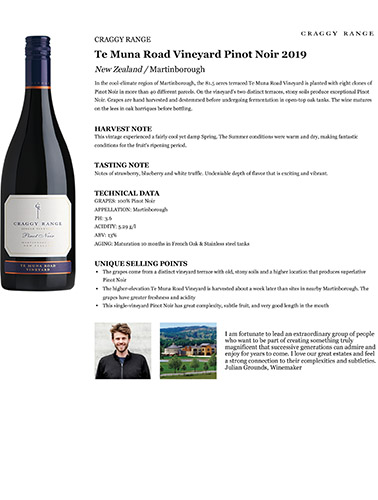Te Muna Road Vineyard Pinot Noir 2019 Fact Sheet